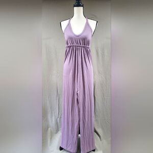 Fluxus size medium womens purple open back halter jumpsuit